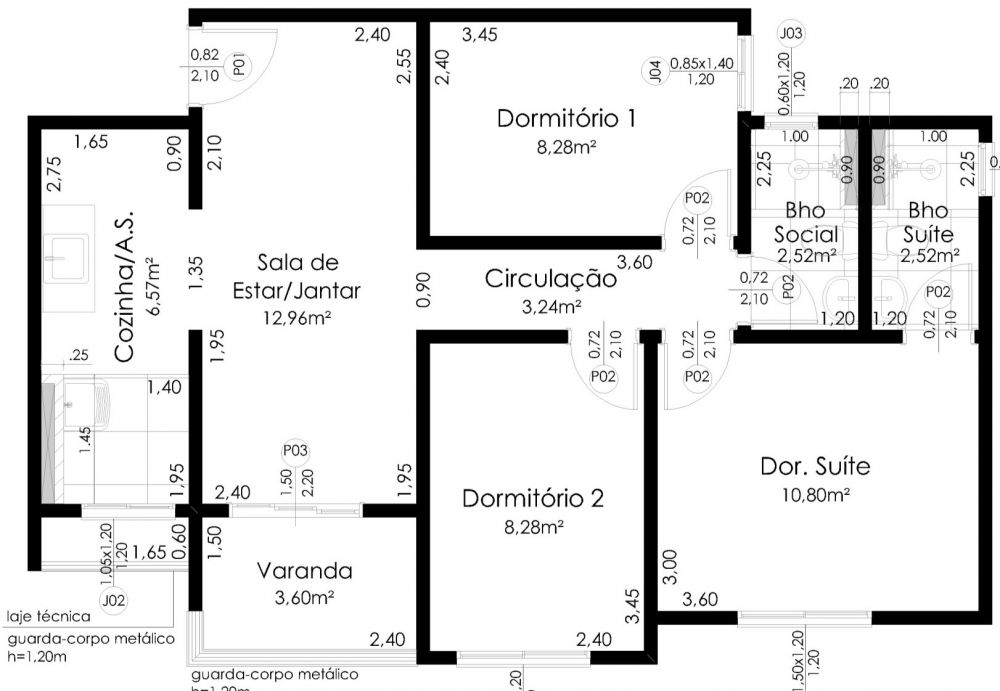 68,29M² - Planta de Ponta